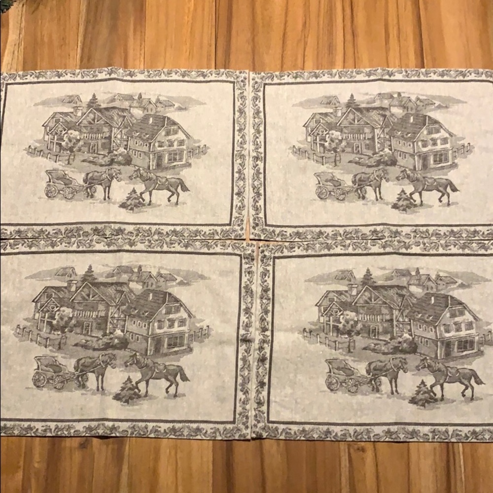 4 Vintage Zina Vasi Placemats and Tea Set Napkin